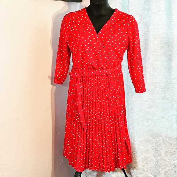 Clark +Greg red polka dot dress szL - Picture 1 of 7